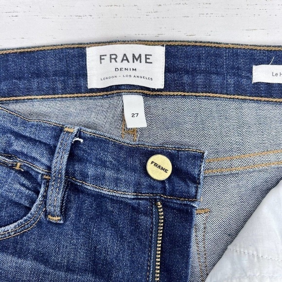 Frame Jeans 27 Le High Skinny Ankle Slit Dark Wash Denim‎ Distressed High Rise - Picture 7 of 16